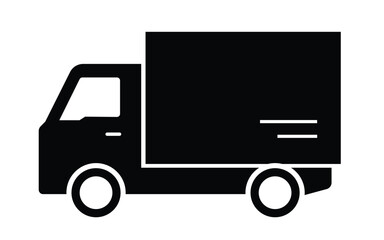 Isolated black delivery truck icon on white background
