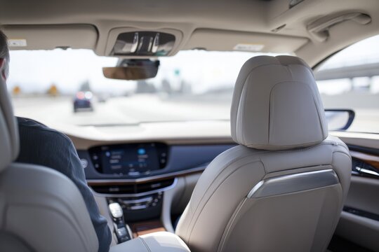Sleek interior of autonomous vehicle showcasing advanced driver