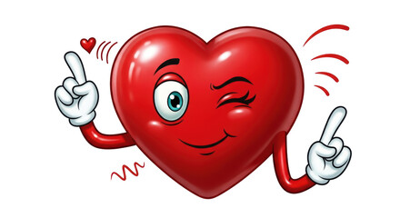 Isolated Cartoon Heart with Winking Eye