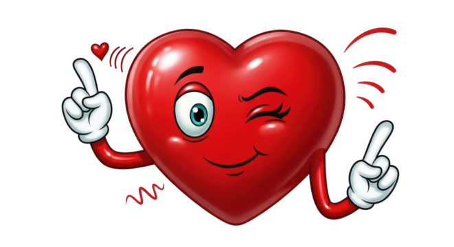 Isolated Cartoon Heart with Winking Eye