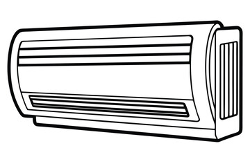 Outlined Illustration Indoor Air Conditioner Unit with Horizontal Vents and Side Grille Design