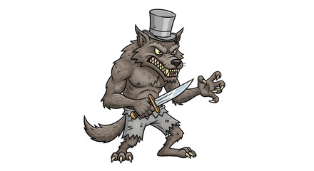 Isolated Cartoon Wolf