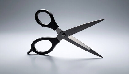 Minimalist silhouette of scissors on a plain gradient background, symbolizing decisions, transformation, and sharp precision in abstract design