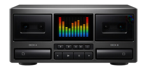 Obraz premium Mini music center with dual cassette decks and LED equalizer display