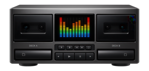 Mini music center with dual cassette decks and LED equalizer display