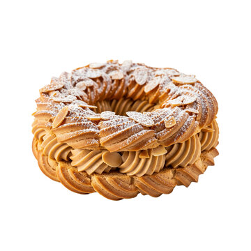 Paris-Brest, p&acirc;tisserie fran&ccedil;aise garnie aux amandes