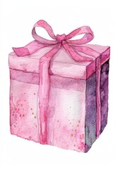 Gift box illustration celebration watercolor.