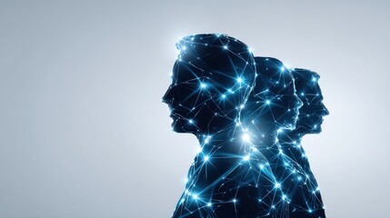 Digital Neural Network Composition with Human Silhouettes in Futuristic Data Stream Environment