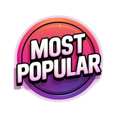 Most Popular Badge PNG – Pink Glossy Label with White Text Transparent Background
