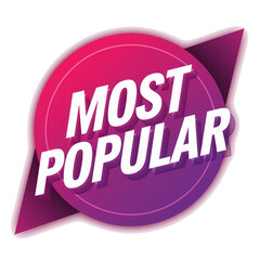 Most Popular Badge PNG – Pink Glossy Label with White Text Transparent Background