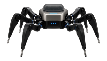 Hexapod robot with six articulated legs and a central control unit for advanced coding challenges