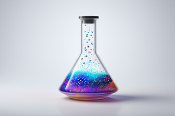 Colorful Chemical Reaction in Conical Flask. Generative AI.