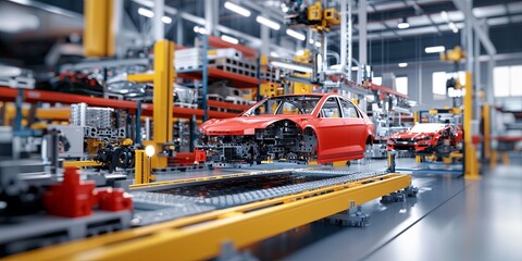 Naklejka premium collaborative task management in a vibrant warehouse environment showcasing efficient storage and teamwork dynamics