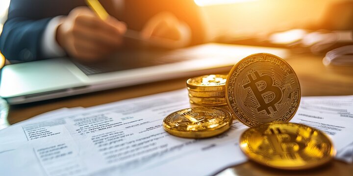 visual representation of blockchain technology enabling secure fundraising campaigns for initial coin offerings, featuring satisfied investors reviewing documents, neutra