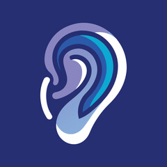 Abstract Stylized Ear Icon Illustration in Blue and Purple Hues