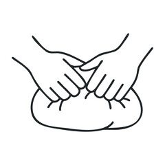 Obraz premium Hands kneading dough outline - bread preparation icon. Vector illustration