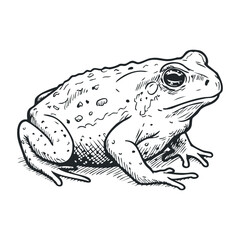 Naklejka premium Detailed black and white sketch of a toad with textured skin and prominent features. Vector illustration