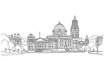 Obraz premium British Library in United Kingdom one line drawing style