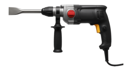 Corded rotary hammer featuring a chisel function for tile removal in renovation projects.