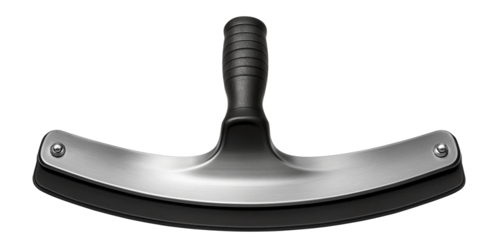 Curved screed with a flexible edge for contouring uneven concrete surfaces.