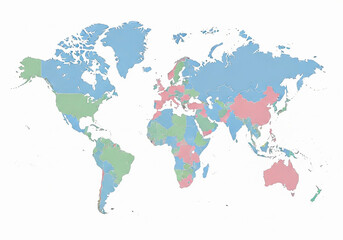 Colorful world map highlighting countries with distinct color-coded regions for global data visualization