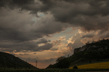 Beautiful landscape with beautiful rural nature during summer in the Republic of Moldova.