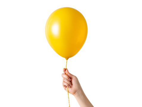 A hand gracefully holding a vibrant yellow balloon