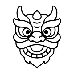 Chinese dragon outline icon line art, black and white doodle style. Ideal for logo, tattoo, app, coloring book, web design, infographics, banner, poster, and more. Vector illustration