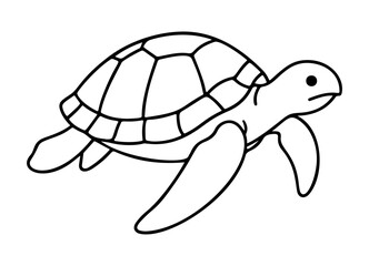 Sea Turtle outline icon line art, black and white doodle style. Ideal for logo, tattoo, app, coloring book, web design, infographics, banner, poster, and more. Vector illustration