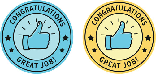 Celebrate success with these fantastic thumbs up congratulations badges!