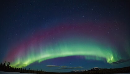 Vertical shot of an aurora in the sky above the hills and mountains covered with snow in norway
1