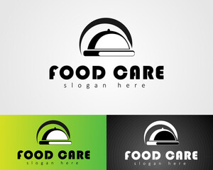 The food care logo is designed with an illustration of a dish that has been served, suitable for corporate business.