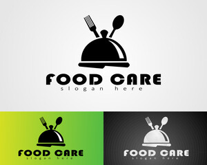 a food care logo with a simple design and provides a symbol of a dish that is ready to be served