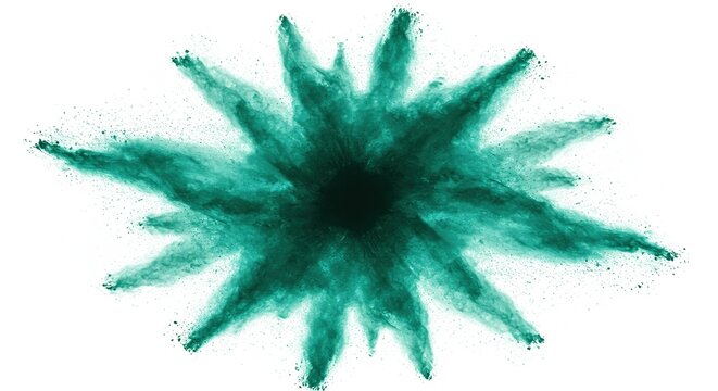 Radiant Starburst of Emerald Green Powder Exploding from a Dark Center - Powered by Adobe