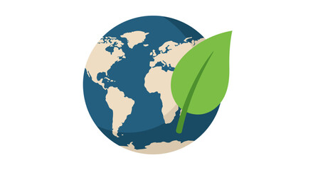 A stylized Earth globe with a green leaf, symbolizing environmental conservation and sustainability.