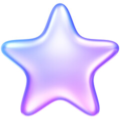 3D star icon in translucent purple blue glass style, symbolizing rating, favorite, bookmark, success, or achievement
