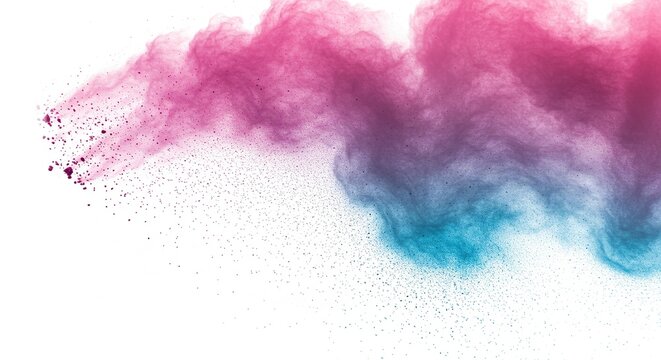 Vibrant Plume of Pink and Cyan Powder Exploding in a Dynamic Abstract Cloud