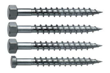 Concrete screws with a dual-thread design for increased holding power in lightweight concrete blocks.