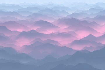 Obraz premium Misty mountain ranges layered in soft pastel hues