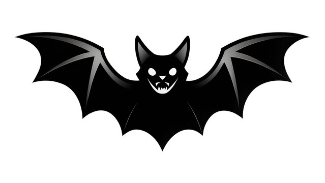 A black silhouette of a bat with its wings spread wide, isolated on a transparent background, evoking a sense of halloween and the supernatural
