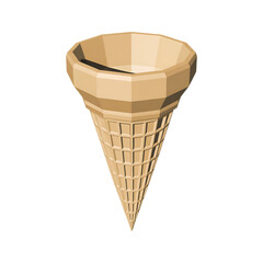 3D rendering of an empty waffle ice cream cone.  Perfect for dessert menus, food blogs, or summer themed designs.