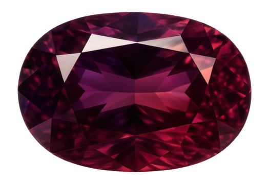 Faceted alexandrite stone showing a purple-red color under incandescent light