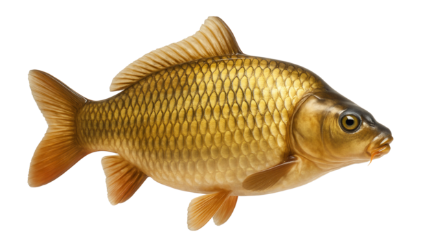 Common carp with deep, robust body form and metallic golden scales