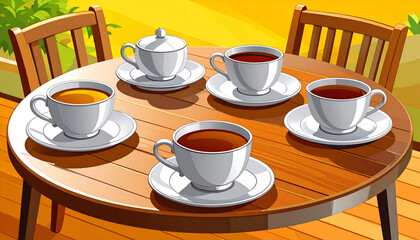 Elegant Silver Table Set for Tea Glinting in Morning Sunlight