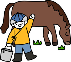 몽골 어린이와 말