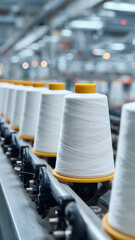 Fototapeta premium Textile factory in spinning production line and a rotating machinery