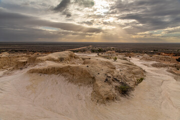 Mungo National Park sunset through clouds