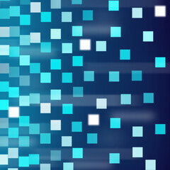 Bright squares on a blue background creating digital and futuristic aesthetics