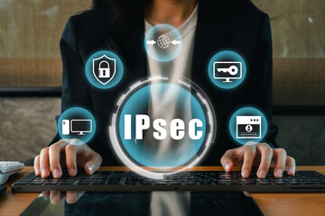 Visual representation of IPsec technology highlighting secure digital communication and network protection.