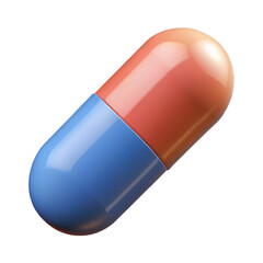Single Orange and Blue Medical Capsule on Black Background pill medicine isolated on a transparent background